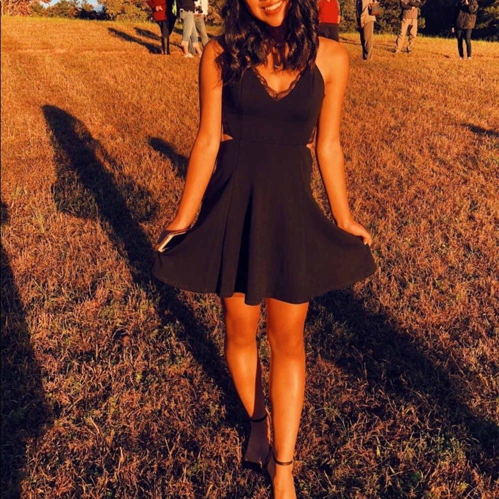 Lulus black lace skater dress